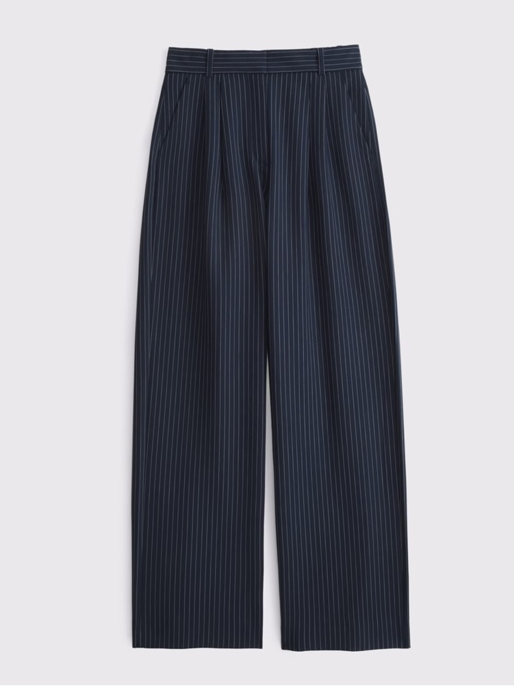 Abercrombie & Fitch Sloane Tailored Wide Leg Pant in Dark Indigo Pinstripe Sz 28 - Picture 2 of 5